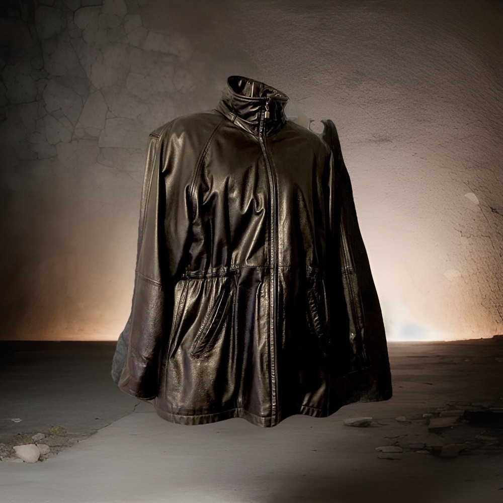Blushe Black Leather Jacket Womens Vintage‎ Size Lg  Black